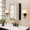 Black Medicine Cabinet for Bathroom with Mirror - 20 x 26 Inch Vanity Wall Cabinet with Adjustable Storage Shelves - Recessed or Surface Mount Mirrored Medicine Cabinet - Matte Black Frame