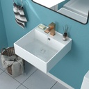 Wall Mount Bathroom Sink - Funmier 18 Inch Wall Mount Sinks 18 x18 Floating Vessel Sink Wall Hung ADA Square Bathroom Sinks Ceramic Art Basin