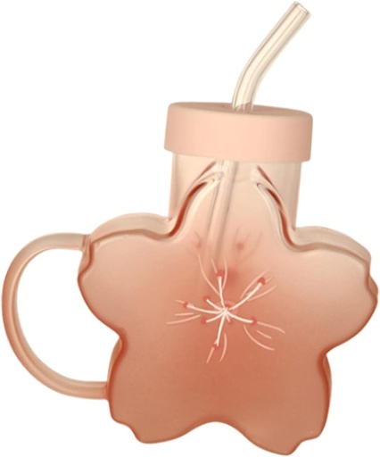 [BRSROZY2OEGWYYL5] Flower Mug Glass Heat Resistant Portable Vintage Drinkware with Lid Cherry Blossom Shape for Household Party Breakfast Office Yogurt