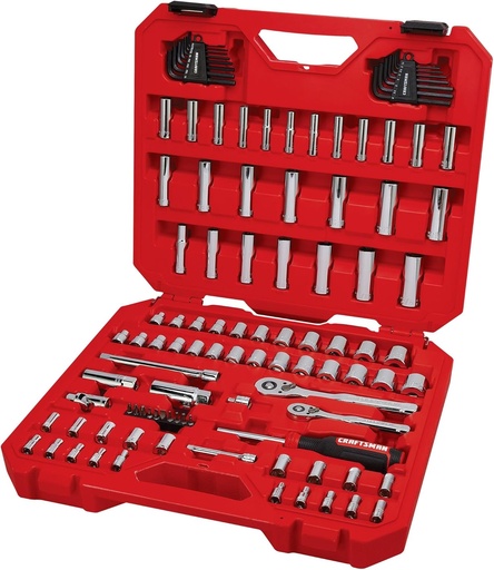 [BRSRAZYKC4FBO233] CRAFTSMAN Mechanics Tool Set 105 Pcs, Standard (SAE) and Metric with Case , 1/4 and 3/8 Inch Drive Car Tool Kit( CMMT12123)