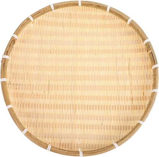 [BRSROGIZCACWC2Q6] Kichvoe Bamboo Basket Tray Wicker Round Food Bread Basket Fruit Container Shallow Vegetables Snacks Serving Tray Farmhouse Wall Hanging Decor- 16.5inch