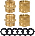 Hourleey Garden Hose Adapter, 3/4 Inch Solid Brass Hose Connectors Adapters Male to Male, Female to Female, 4 Pack