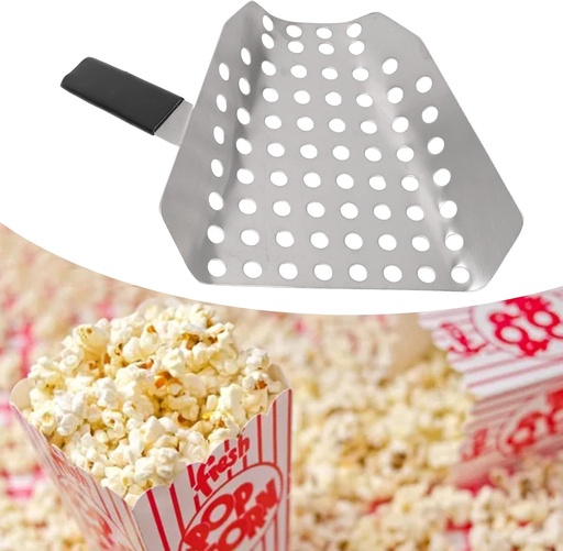 [BRSROGQEOQARODI7] Popcorn Scoop, Stainless Steel Popcorn Scooper with Single Handle for Commercial and Home Use, Kernel Sifting Speed Scoop for Filling Bags and Boxes