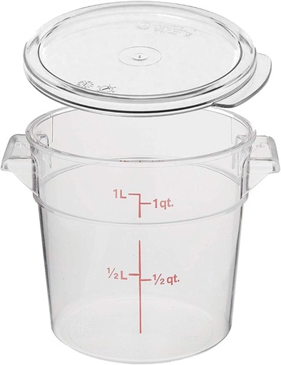 [BRSWGAQ3A4MAEELG] Cambro Three 1 Quart Polycarbonate Clear Round Containers With 3 Lids Bundle