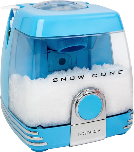[BRSWGYI3AUIRSHLK] Nostalgia Snow Cone Shaved Ice Machine - Retro Table-Top Slushie Machine Makes 30 Icy Treats - Includes 2 Pump Syrup Bottles, 2 Reusable Plastic Cups & Ice Scoop - Blue