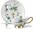 Camellia Pattern European Bone China Porcelain Coffee Cup High Grade Afternoon Tea Cup Set with Saucer&Spoon