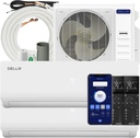 DELLA 35K BTU ODU 19 SEER2 2 Dual Zone 24000 24000 BTU, 208-230V Cools Up to 3000 Sq.Ft, Multi Zone Ductless Pre-Charged Mini Split AC & Heat Pump, Work with Alexa and Wifi,16ft Installation Kits