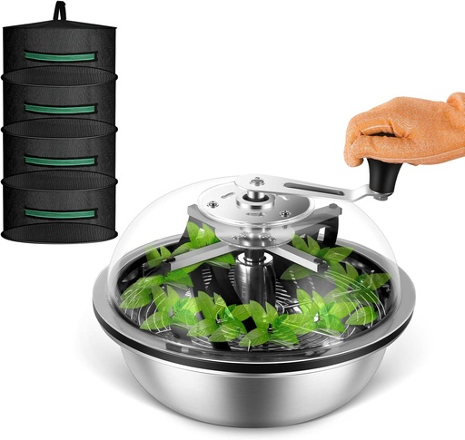 [BRSRMCQKBB7BYAD4] MELONFARM 13-Inch Bud Leaf Bowl Trimmer Twisted Spin Cut for Hydroponic Plant with Sharp Stainless Steel Blades, 4-Layer Plant Rack Included