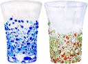 Tida Kobo Beer Glasses (Blue/Water, Green/Orange) φ2.8 inches (7 cm), Crushed 2 Pieces
