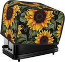 Floral Sunflower Toaster Cover 2 Slice, Two Slice Bread Machine Covers Quilted Toaster Dust Cover Universal Size Kitchen Small Appliance Cover With Top Handle