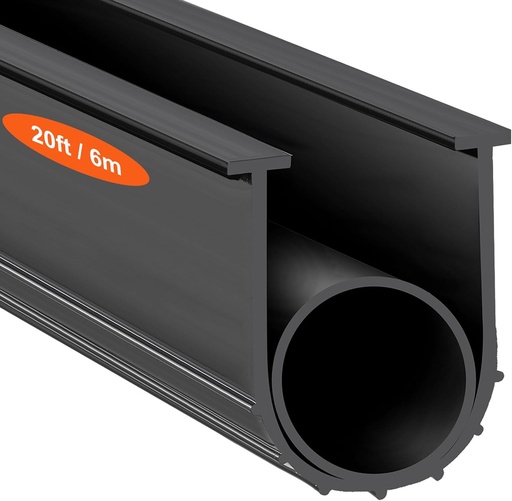 [BRSROA33A57RY3D5] VEVOR Garage Door Seals Bottom Rubber, U Shape +O Ring Garage Door Weather Stripping, Universal Weatherproof Threshold Buffering Sealing Rubber, 5/16 inch T-Ends and 3 3/4 inch Width (20 Ft, Black)