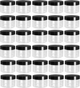 Tosnail 30 Pack 4 oz Clear Plastic Jars with Black Lids Leak-Proof Round Food Safe Storage Containers for Kitchen Use, Beauty Products, Slime, Spices and More