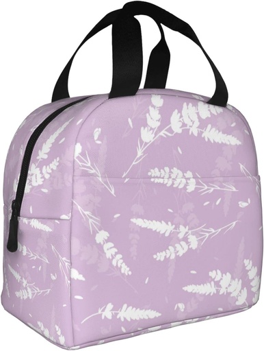[BRSROZANDINQAALZ] VOOHDDY Light Purple Lavender Girly Girl Insulated Lunch Bag For Women Reusable Lunch Box Container Waterproof Portable Cooler Thermal Tote Bag For Work Office Picnic Beach Travel
