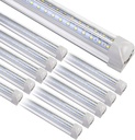 8FT LED Shop Light Fixture, White 10 Pack T8 Integrated Tube Lights, 72W 9500LM 6500K High Output Clear Cover, V Shape 270 Degree Lighting for Garage Warehouse, Upgraded Lights Plug and Play