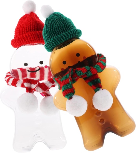 [BRSRO2Y7CMJQ2HT4] Christmas 2 Sets Christmas Drink Bottle Cookie Containers Clear Container with Lid Plastic Candy Bottle Juice Bottles Christmas Gingerbread Man Bottles Cold Drink Suite
