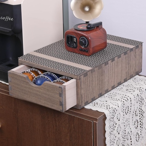 [BRSW2BQZAVYB4EQY] Coffee Pod Holders 1-Layer 1-Drawer Dark Brown (CF1D1C-DK)