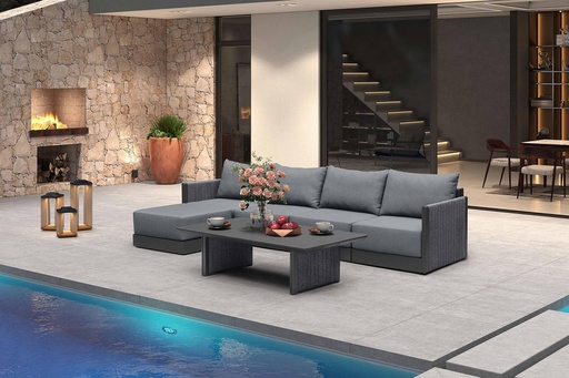 [BRSREYYCAUMAMYL4] PURPLE LEAF Patio Furniture Set 6 Pieces Outdoor Conversation Sets with Coffee Table PP Rope Patio Sofa with Cushions and Table Manual Weaving Deep Seating Furniture for Porch Lawn Backyard Gray