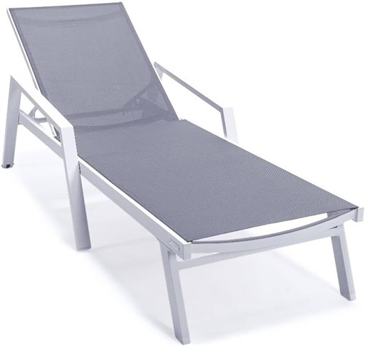 [BRSRMCAYCMBWEFLA] LeisureMod Marlin Armrests Poolside Outdoor Patio Lawn and Garden Modern Aluminum Suntan Sling Chaise Lounge Chair, Dark Grey