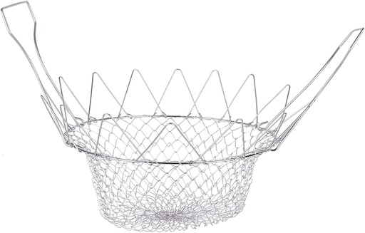 [BRSROHQOPMARMFL3] Foldable Deep Fry Basket, Stainless Steel Mesh Colander Strainer with Handles, Kitchen Steam Fry Cooking Strainer Net for Fried Food, Washing Fruits, Rinsing Vegetables, 9.3x3.7in