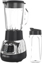 Black+Decker Quiet Blender with 6-Cup Cyclone Glass Jar, 3 Speeds + 3 Functions & Serrated Blade Technology for Faster Blending, Pulse Button and 24-oz Personal Jar, 900W