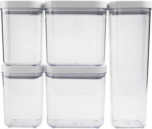 [BRSWIAQBPN5AEAA7] OXO SoftWorks POP Container Set Clear/White (5PC), Plastic