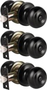 KNOBWELL 3 Pack Interior Door Knobs Privacy Door Knob, Locking Door Knob for Bed or Bath Function Interior Door Use, Matte Black, Round Shape