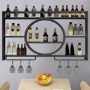 Wall Bar，Wall Display Cabinets for Collectables Wall Mounted Wine Rack and Glass Holder Wall Shelves for Bedroom for Kitchen Bar Cellar Home Decor(Size:100 * 15 * 80cm,Color:Black)