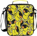 JUNZAN Kids Lunch Box Rubber Duck Sunglasses Square Insulated Meal Bag with Handle Work School Picnic Travel Office Kit for Girls,Boys