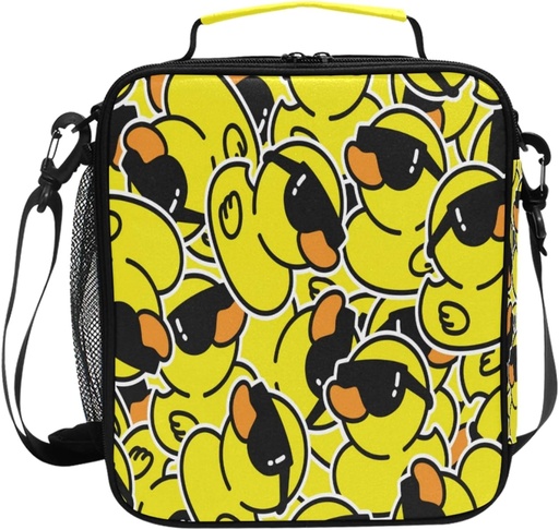 [BRSWYCT2BN7GKGTB] JUNZAN Kids Lunch Box Rubber Duck Sunglasses Square Insulated Meal Bag with Handle Work School Picnic Travel Office Kit for Girls,Boys