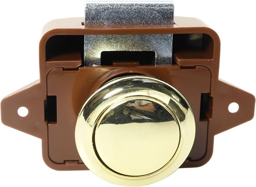 [BRSRMHT2BEJQE3TF] Keyless Push Button Catch Door Knob Lock Push Button Catch Lock for RV Caravan Cabinet Boat Motor Home Cupboard,Brown Gold