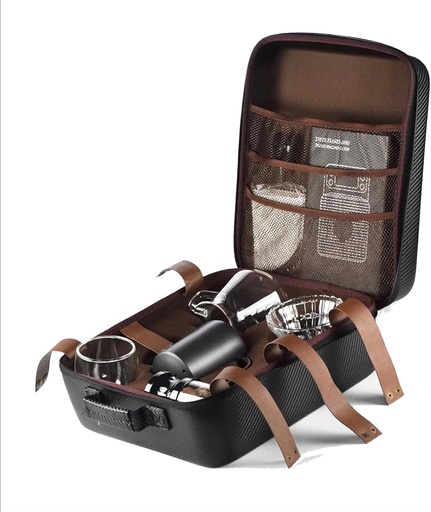 [BRSRAAY5BUDWED3D] Travel Coffee Lovers Gift Sets, Camping Coffee Maker Set, Glass Pour Over Coffee maker, Stainless Manual Coffee Grinder Set-All in 1 Gift Bag, Travel Portable Pour Over Coffee Kit