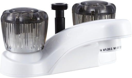 [BRSWIGQQBIHBCHQ5] Dura Faucet DF-PL720S-WT RV Bathroom Faucet with Smoked Acrylic Knobs and Shower Hose Diverter (White)