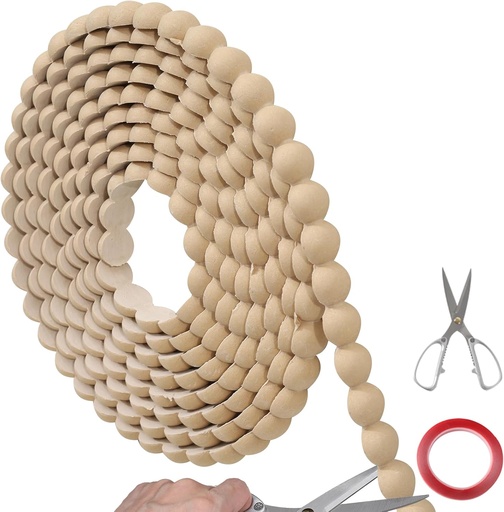 [BRSREGIHPIAWGC3V] 16.4ft Flexible Molding Trim Peel and Stick for Walls Decorative Bead DIY Wall Trim with Metal Scissors for Bathroom Mirror, Backsplash, Tile, Ceiling, Cabinet & TV Edge (Wood, 16.4ft /15mm)