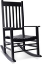 Shine Company Vermont Porch Rocker, High Back Acacia Wood Rocking Chair, Black