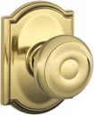 Schlage F10 GEO 505 CAM Camelot Collection Georgian Passage Knob, Bright Brass