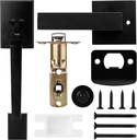Black Front Door Handle, Reversible Door Knob Black Finish Exterior Door Lock Set Front Door Entry Handleset Keyless Front Door Hardware for Right or Left Handed Doors