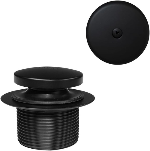 [BRSWECQNPJ5AI3YZ] Westbrass D93-62 1-1/2" Coarse Thread Tip-Toe Bathtub Drain Plug Trim Set with One-Hole Overflow Faceplate, Matte Black