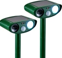 2 Pack Solar Animal Repeller for Raccoons, Deer & Squirrels - Ultrasonic & Strobe Light, Outdoor Deterrent for Cats, Dogs, Raccoons, Rabbits, Skunks, Foxes & More