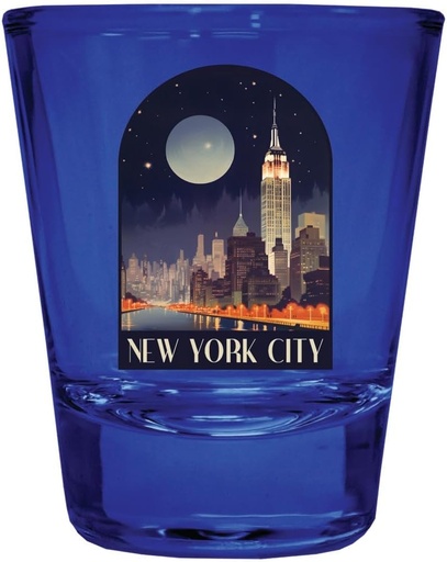 [BRSRAEL6OACBEC3D] R and R Imports New York City, New York Design C Souvenir Full Color 2oz Shot Glass Blue 2-Pack