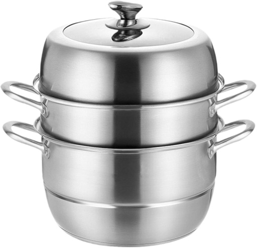 [BRSREHYYCEGWKCDZ] Stainless Steel Steamer Pot with Lid Cooking Steam Pot Stockpot Steam Cooker for Porridge, 28cm