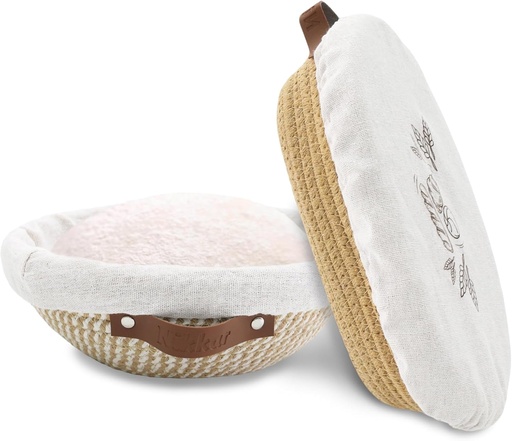 [BRSRAAICOACRQ3DO] Banneton Bread Proofing Basket Set of 2, 9 10 11 inches Round & Oval Cotton Rope Sourdough Bread Baking Supplies Proofing Bowls with Liners & Covers Gifts for Bakers Women Wife Mom