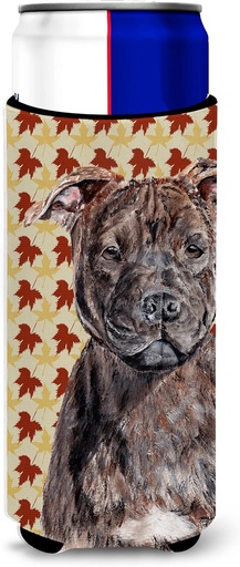 [BRSWIAQ3PMBWEAL2] Staffordshire Bull Terrier Staffie Fall Leaves Ultra Beverage Insulators for slim cans