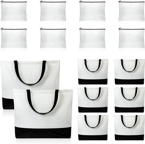 [BRSRACQ7CN5BYD3K] 16 Pieces Blank Canvas Tote Makeup Bag White Plain Large Reusable Canvas Grocery Bags Shopping Cloth Bags with Handles