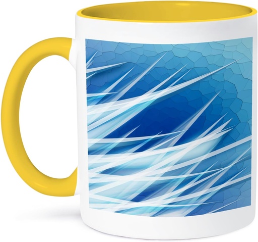 [BRSREAAEDMPQOHQ2] 3dRose Ice Crystal Shards cool and blue ice crystals with a frozen and cracked ice sheet 15oz Two-Tone Yellow Mug