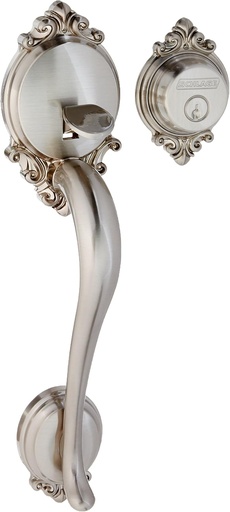 [BRSWIF35CQDQA3Q3] Schlage F92-BRK Brookshire Exterior Dummy Handle (Interior Side Sold Separately), Satin Nickel