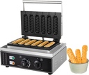 Commercial/Home Corn Dog Waffle Maker Machine, 6Pcs French Muffin Irons Non-stick Stainless Steel Waffle Stick Maker, 50-300℃ Temp Control, Hot Dog Cheese Stick Press Iron with Timer