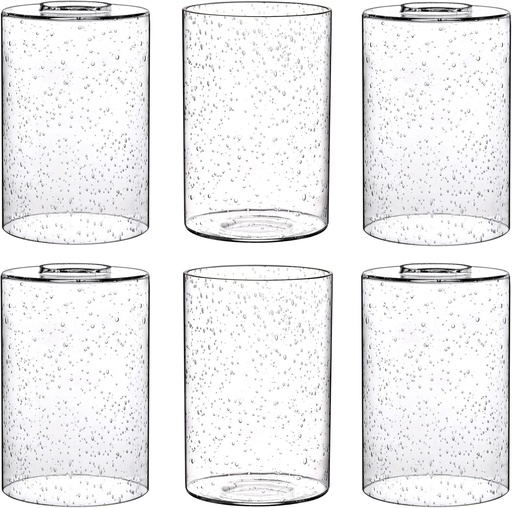 [BRSW2EIZAANWE3DK] Canomo 6 Packs Seeded Glass Shades, 6" x 4" Clear Bubble Replacement Glass Cylinder with 1.625 Inch Fitter hole Fit for Wall Lamps Chandeliers or Ceiling Lamps
