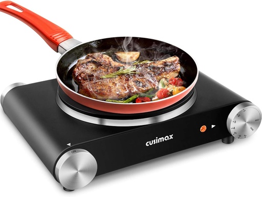 [BRSWGAA5CAPGYE36] CUSIMAX Electric Burner Hot Plate for Cooking Cast Iron hot plates, Adjustable Temperature Control, Non-Slip Rubber Feet Stainless Steel Easy to Clean, Your Kitchen Assistant