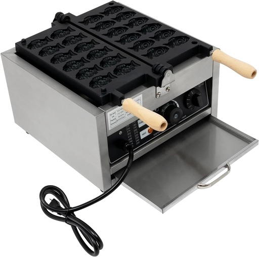 [BRSRA2YFCMPWCYDA] Taiyaki Fish Waffle Maker Machine with Non Stick Cooking, Electric Japanese Fish Shaped Waffle Maker, 12 Fish-shaped Holes, 50-300℃/122-572℉ Adjustable