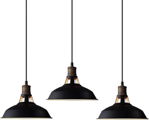[BRSWG2Q6OYPA4HQ7] CLAXY Industrial Pendant Light Black Hanging Pendant Light Fixture Barn Shade for Kitchen Bar Restaurant Cafe, 3 Pack